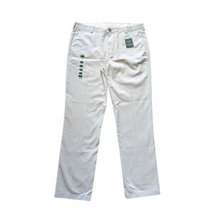 NWT L.L.Bean Wrinkle Free Pants Men 37/34 Beige Cotton Standard Fit Career Work